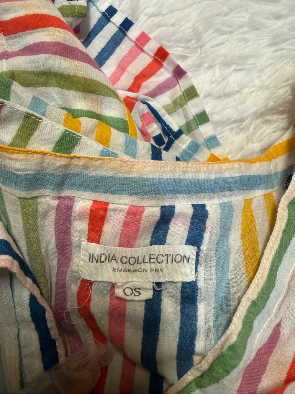 EMERSON FRY Short Caftan Coverup Rainbow Stripe - Picture 7 of 16